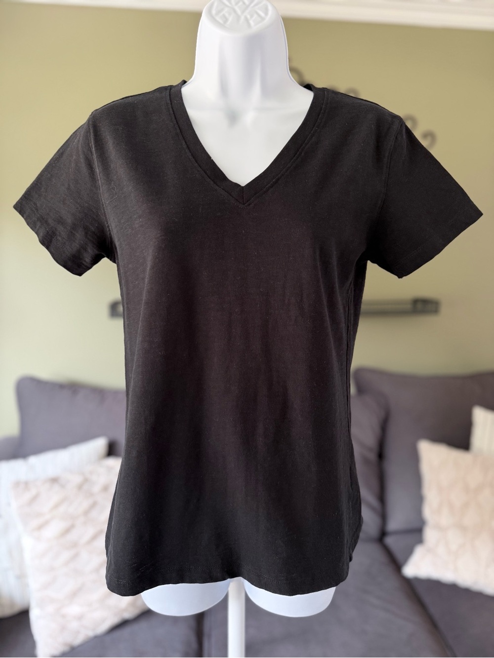 Quince Black V-Neck Tee
